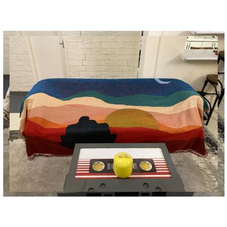 کاور و شال مبل الیاف طبیعی ابعاد 180 در 300 سانتی متر طرح هفت رنگ