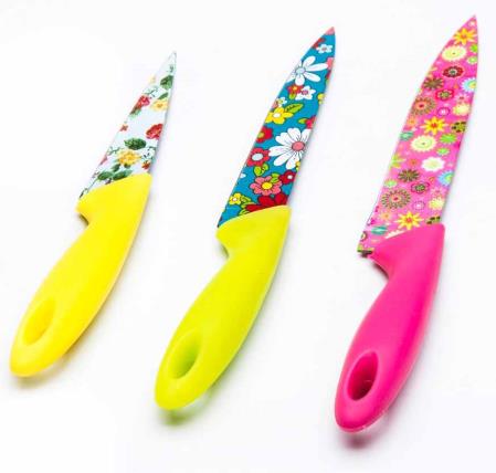 چاقو رنگی سه تایی گلدار- KitchenKnife