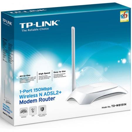 مودم روتر ADSL2 Plus بی‌سیم N150 تی پی-لینک مدل TD-W8151N
