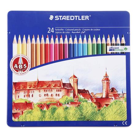 مداد رنگی 24 رنگ استدلر جعبه فلزی