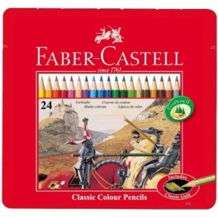 مداد رنگی 24 رنگ فابر کاستل جعبه فلزی