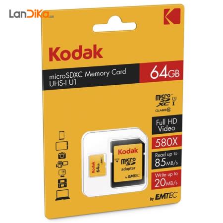 کارت حافظه‌ میکرو اس دی کداک UHS-I U1کلاس 10 استاندارد 64GB