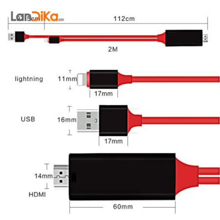 کابل تبدیل لایتنینگ به HDMI مدل HDTV به طول 2 متر