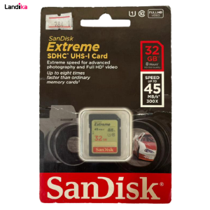 کارت حافظه SDHC سن دیسک مدل Extreme کلاس 10 استاندارد UHS-I U1سرعت 300X 45MBps ظرفیت 32 گیگابایت