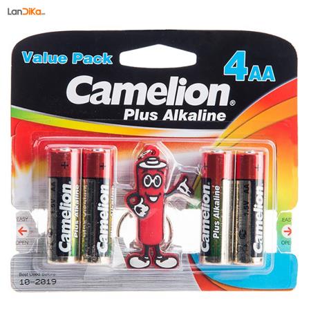 باتری قلمی کملیون مدل Plus Alkaline Value Pack AA بسته 4 عددی به همراه جاکلیدی