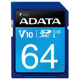 کارت حافظه SD ای دیتا مدل Premier V10 استاندارد U1 سرعت 100MB/s ظرفیت 64 گیگابایت