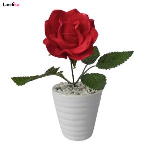 گلدان به همراه گل مصنوعی مدل رز لیوانی