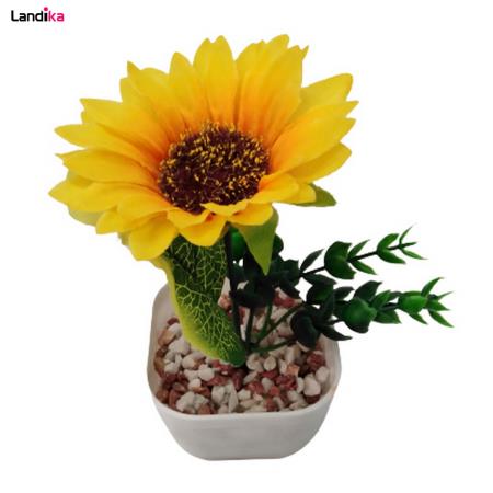 گلدان به همراه گل مصنوعی مدل آفتابگردان