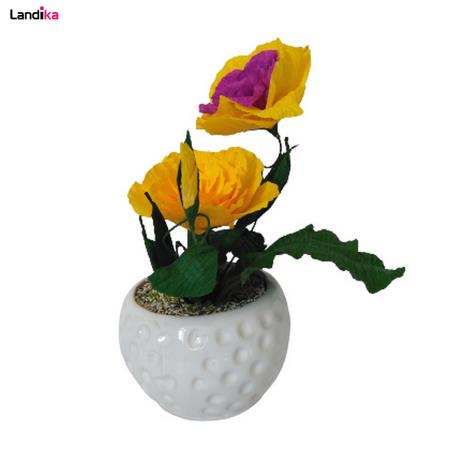 گلدان به همراه گل مصنوعی مدل حبابی