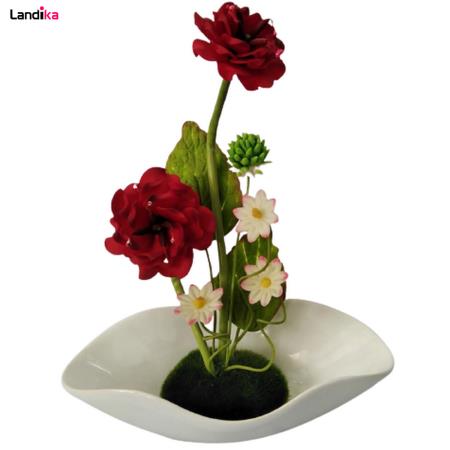 گلدان به همراه گل مصنوعی مدل غزل