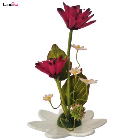 گلدان به همراه گل مصنوعی مدل نیلوفر