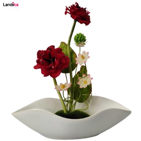 گلدان به همراه گل مصنوعی مدل غزل