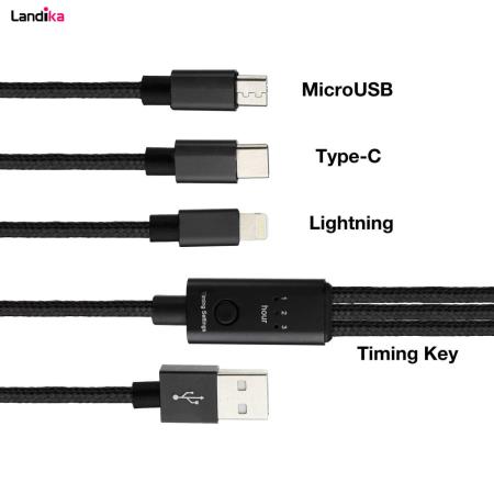 کابل تبدیل USB به microUSB /لایتنینگ/ USB-C مدل QC-200 طول 1.2 متر
