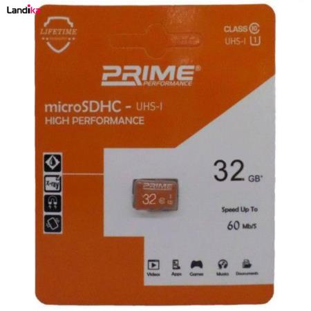کارت حافظه microSDHC پرایم کلاس 10 استاندارد UHS-I U1 سرعت 60MB/s ظرفیت 32 گیگابایت