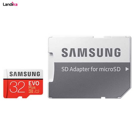 کارت حافظه microSDHC سامسونگ مدل Evo Plus کلاس 10 استاندارد UHS-I U1 همراه با آداپتور SD ظرفیت 32 گیگابایت