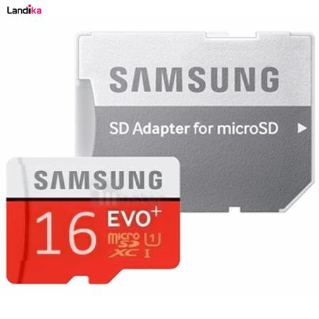 کارت حافظه microSDXC سامسونگ مدل Evo Plus کلاس 10 استاندارد UHS-I U1 سرعت 100MBps ظرفیت 16 گیگابایت