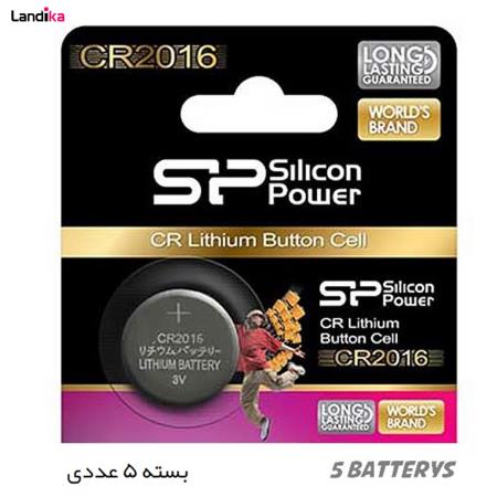 باتری سکه‌ ای سیلیکون پاور مدل CR2016 بسته 5 عددی