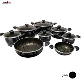 سرویس پخت و پز 14 پارچه ظرف زر مدل زنبوری