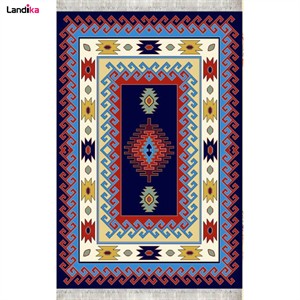 گلیم فرش ماشینی کاشان طرح عشایری سرمه ای