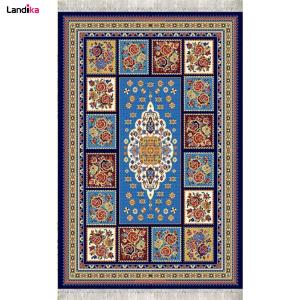 گلیم فرش ماشینی کاشان طرح عرفان سرمه ای