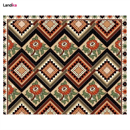 گلیم فرش ماشینی کاشان طرح شقایق بادامی