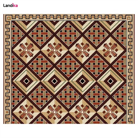 گلیم فرش ماشینی کاشان طرح حصیری قهوه ای