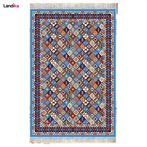 گلیم فرش ماشینی کاشان طرح قشقایی آبی