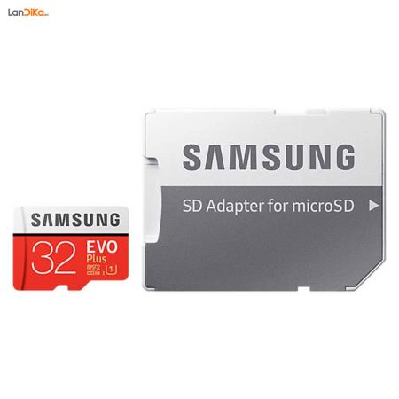 کارت حافظه microSDHC سامسونگ مدل Evo Plus کلاس 10 استاندارد UHS-I U1 همراه با آداپتور SD ظرفیت 32 گیگابایت