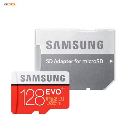 کارت حافظه microSDHC سامسونگ مدل Evo Plus کلاس 10 استاندارد UHS-I U1 همراه با آداپتور SD ظرفیت 128 گیگابایت