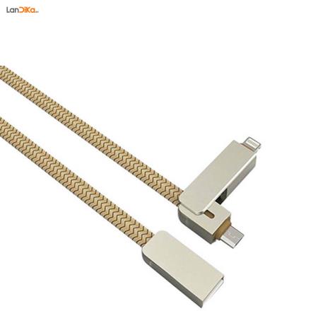کابل تبدیل USB به microUSB/لایتنینگ الدینیو مدل LC87 طول 1 متر