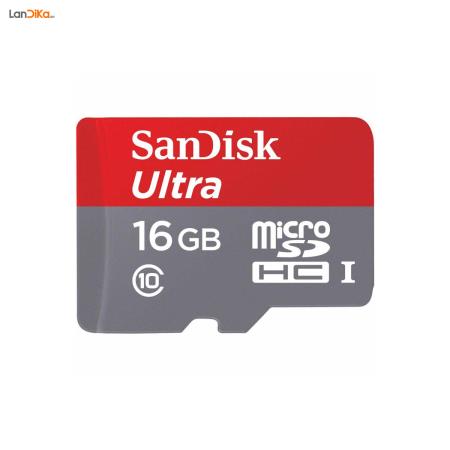 کارت حافظه microSDHC سن دیسک مدل Ultra کلاس 10 استاندارد UHS-I U1 سرعت 80MBps همراه با آداپتور SD ظرفیت 16 گیگابایت